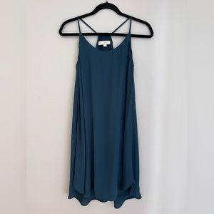 Loft Razor-back Shift Dress, Dark Teal, Size S